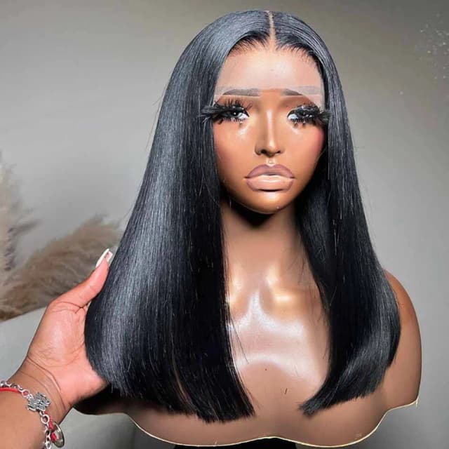 Peluca Bob de cabello humano 13x4, pelucas frontales de encaje, cabello humano 100%, pelucas de cabello humano transparente 4x4, pelucas Bob con cierre de encaje recto para mujeres