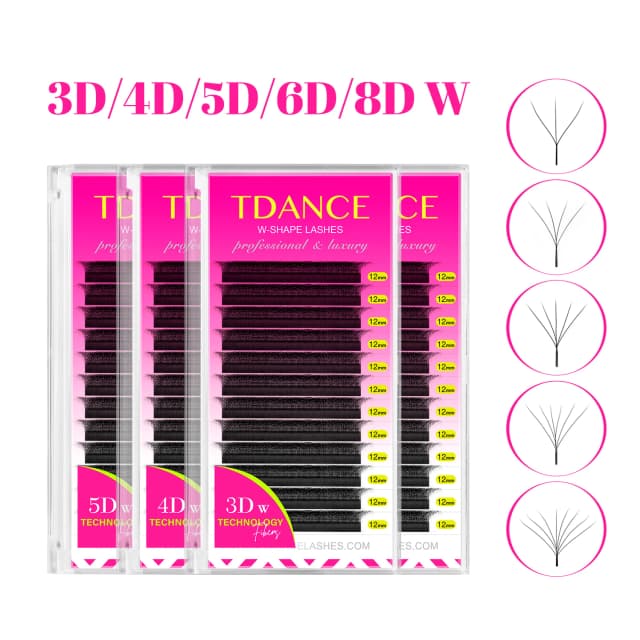 TDANCE 3D 4D 5D 6D extensiones de pestañas prefabricadas estilo W imitación visón Natural suave floración pestañas volumen de floración automática