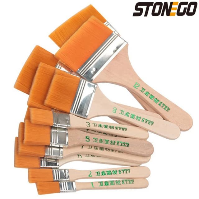 12 unids/set de pinceles de pintura de nailon con memoria para dibujo al óleo acrílico, pincel de pintura de madera para acuarela, herramientas, suministros de arte