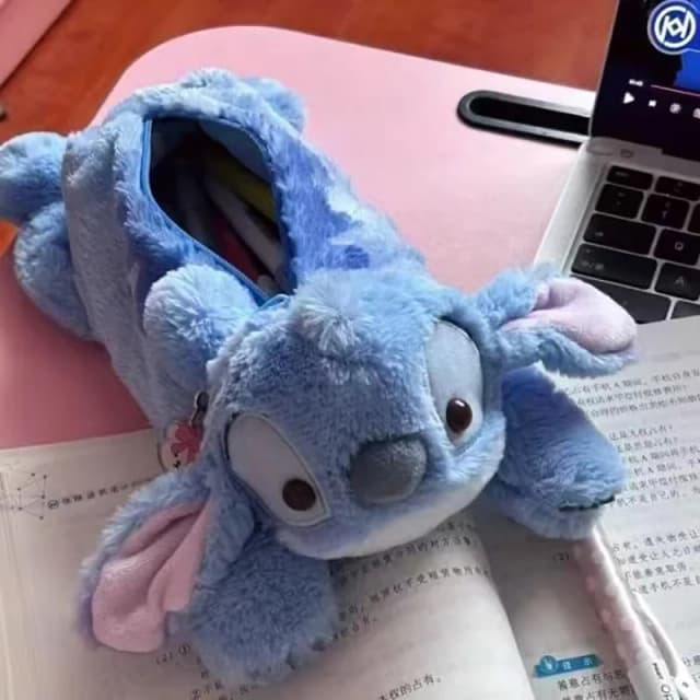 Estuche de lápices bonito de felpa Stitch, bolsa de bolígrafos Kawaii de Anime de Disney, caja de papelería para el hogar y la escuela para niños, bolsas de felpa de Lilo y Stitch, juguete de regalo para niños