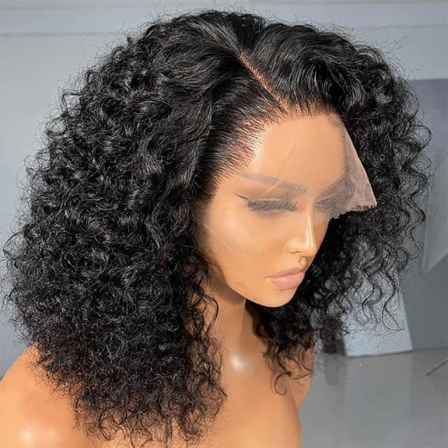250% densidad 13x4 peluca de encaje transparente rizado Bob 4x4 Cierre de encaje suelta onda profunda peluca de cabello humano 100% cabello humano Remy