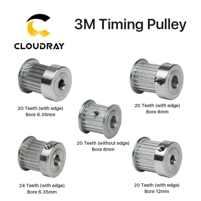 Cloudray CO2 láser piezas de Metal síncrono HTD 3M polea de engranaje 6,35/8/12mm para máquina cortadora de grabado láser CO2 DIY