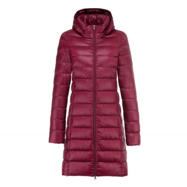 0-10 ℃   Chaquetas finas hinchadas de invierno para mujer, abrigo de plumón de pato ajustado desmontable con capucha, Parkas largas esponjosas portátiles para mujer 5XL 2024