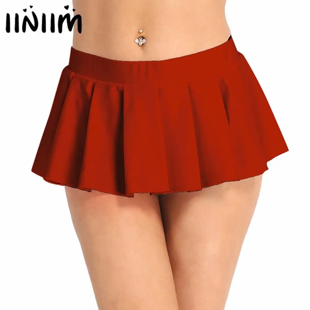 Iiniim-minifalda plisada de tiro bajo para mujer, ropa Sexy para discoteca, disfraz de baile en barra, minifaldas sexis para actuación