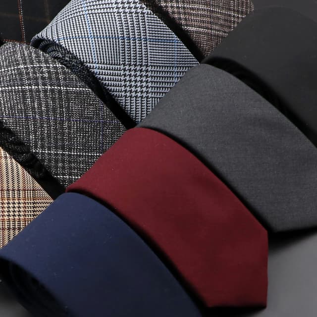 Corbatas para hombre de 6cm de algodón clásico hechas a mano, corbatas a cuadros grises ajustadas, cuello estrecho a rayas, accesorios de corbata informales de Cachemira delgada, regalo