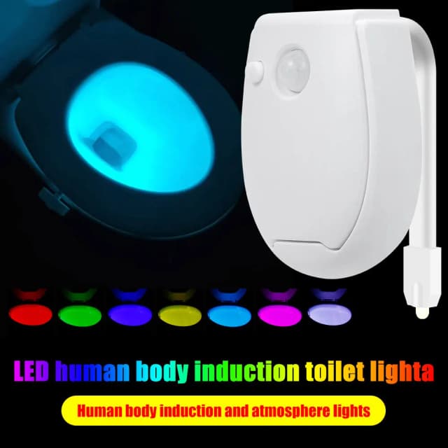 Sensor de movimiento PIR inteligente de 7 colores, luz nocturna para asiento de inodoro, retroiluminación impermeable para cuenco, Luminaria LED, lámpara para WC, suministro para el hogar