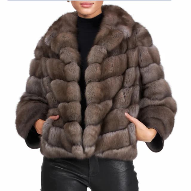Abrigo de piel de zorro real para mujer, piel de visón negra, Morado, cálido y a la moda, estilo europeo, estilo callejero, Invierno