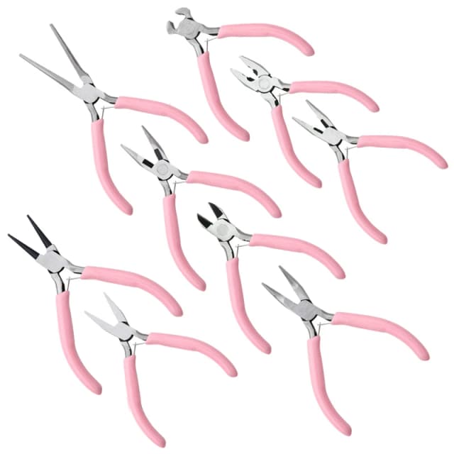 Lindo mango de Color rosa, alicates antideslizantes para empalme y fijación de joyería, Kit de herramientas y equipos para hacer joyería DIY, costura