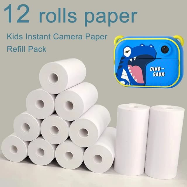 12 rollos de recarga de cámara instantánea para niños, película de papel de impresión, impresión térmica sin núcleo para cajas registradoras portátiles de 57mm, impresora móvil
