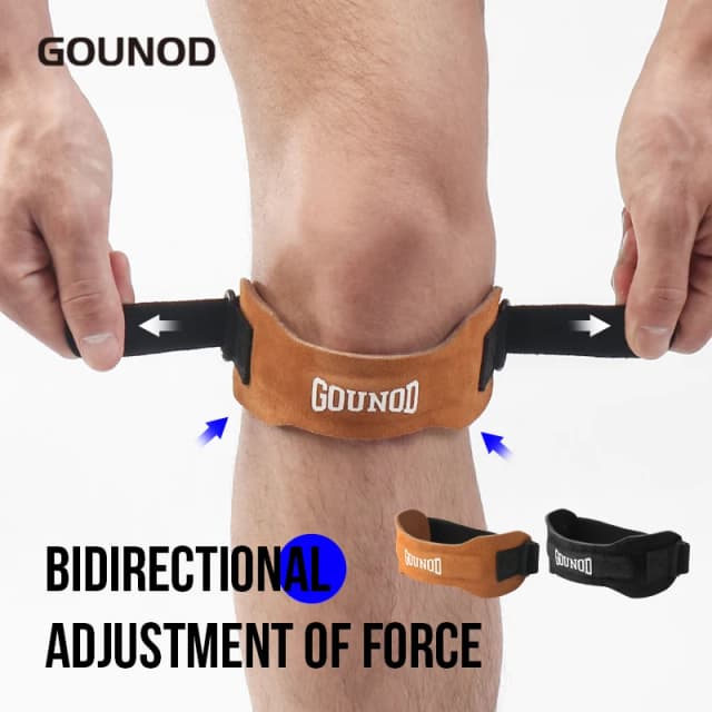 Rodilleras deportivas con cinturón de rótula de cuero de vaca presurizado, rodilleras antimeniscos con absorción de impacto para correr, Fitness y equitación