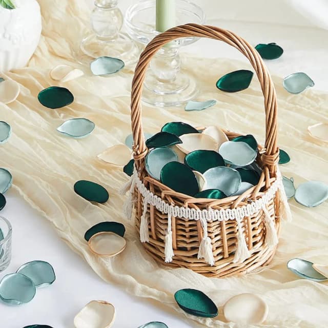200 Uds. Pétalos de rosa de seda de oro verde pétalos de flores para bodas de Navidad propuesta Día de San Valentín flor niña pétalos pasillo flor