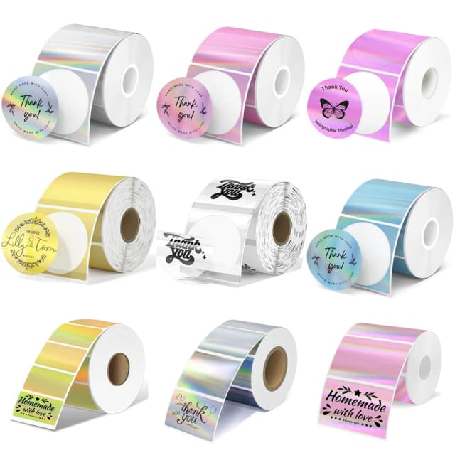 Etiqueta adhesiva navideña colorida M110 40mm 50mm para Phomemo M220 M221 M120 etiqueta de código de barras con logotipo DIY para E210 P50 DETONG P1