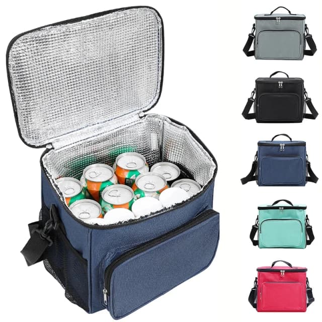 Bolsa de almuerzo portátil, caja térmica para comida, duradera, impermeable, refrigerador de oficina, lonchera con correa ajustable para el hombro, funda aislante. ZMT