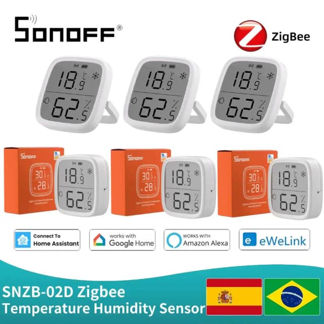 SONOFF SNZB-02D Zigbee LCD Sensor de temperatura y humedad Diy hogar inteligente con TRVZB funciona con Alexa Google Home Assistant mqtt