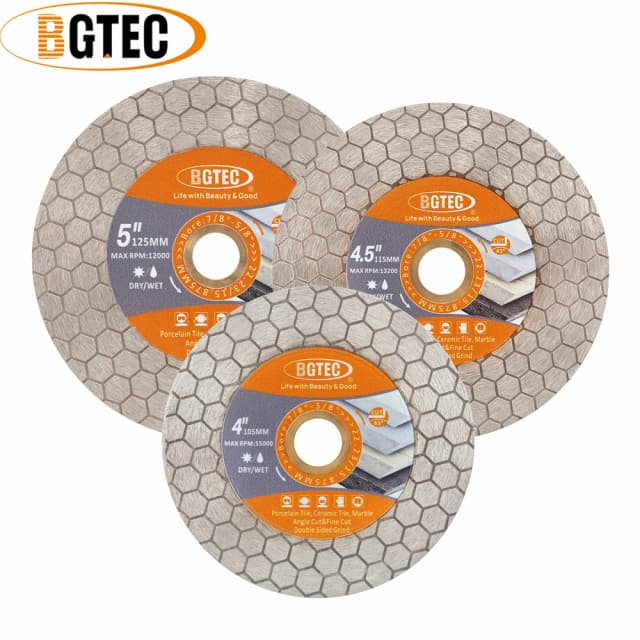 BGTEC 1 pieza 105/115/125mm hoja de sierra de diamante disco de corte porcelana cortador de azulejos hexagonal de doble cara molienda placa de granito de mármol