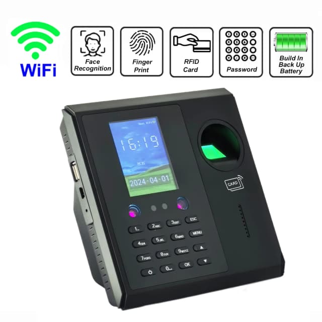 Sistema de máquina de tiempo de asistencia Facial con batería WiFi de 2000mAh sistema de gestión de reloj electrónico de empleado con huella dactilar