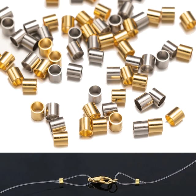 100 Uds. De cuentas de tubo de engarzado de acero inoxidable, tapa de tapón espaciador para DIY, pendiente, collar, colgante, suministros de joyería, Material