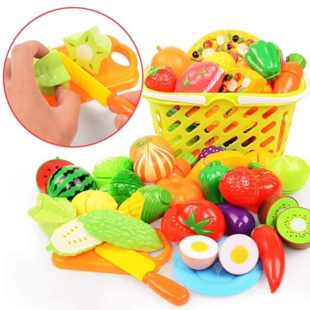 Juego de casa de juego de comida para cortar frutas y verduras, juguetes educativos de rompecabezas para niños y niñas, regalos de navidad, 6/10/13/24 Uds.