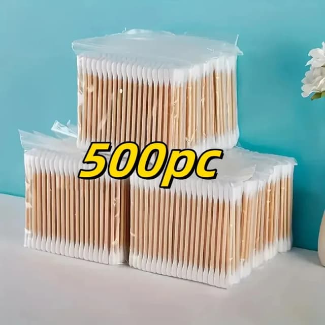 500 hisopos de algodón de doble punta de bambú: suaves para los oídos y el maquillaje, tinte de labios de hisopo de algodón desechable sin perfume para limpieza de oídos