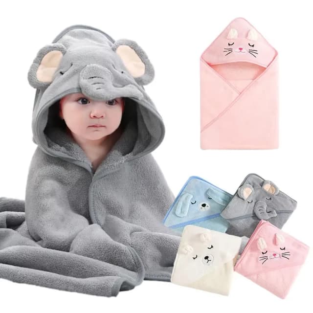 Toallas de baño de dibujos animados para bebé, toalla suave con capucha para recién nacido, manta, albornoz bonito para niño pequeño, envoltura cálida para dormir para niños y niñas