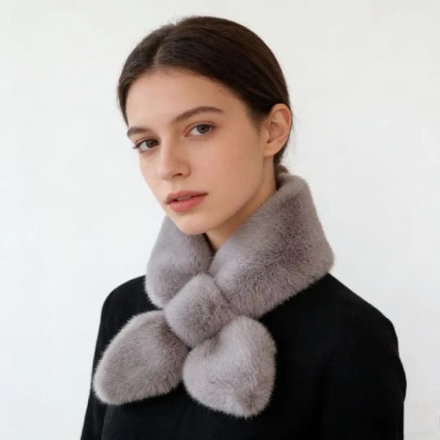 Bufanda con cuello de piel de conejo falso para mujer, bufanda gruesa para mantener el calor, bufanda cruzada colorida para invierno, Otoño Invierno, piel sintética de felpa Elega