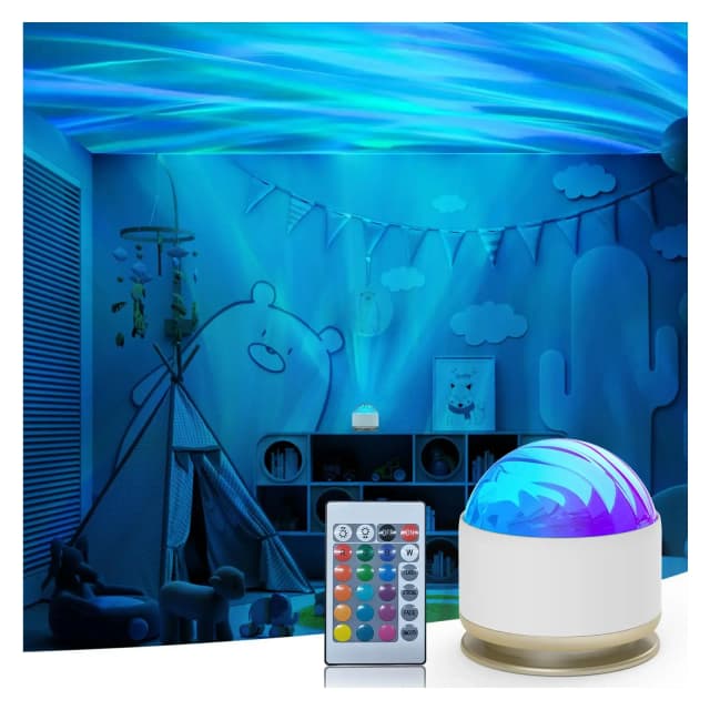 Proyector de aurora boreal, proyector de luz nocturna Aurora de 16 colores para dormitorio, proyector de galaxia remoto USB para sala de juegos, habitación de niños