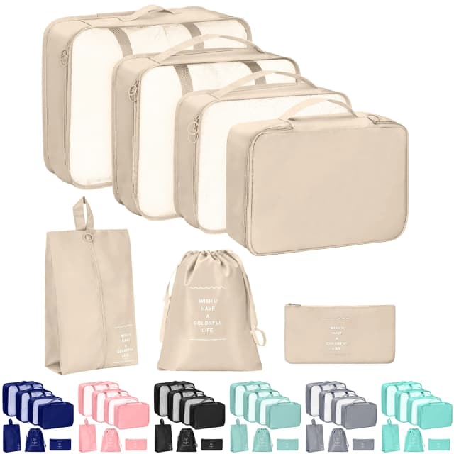 7 unids/set organizador de viaje bolsas de almacenamiento maleta cubos de embalaje conjunto estuches equipaje portátil ropa bolsa para ordenar zapatos plegable.-zmt