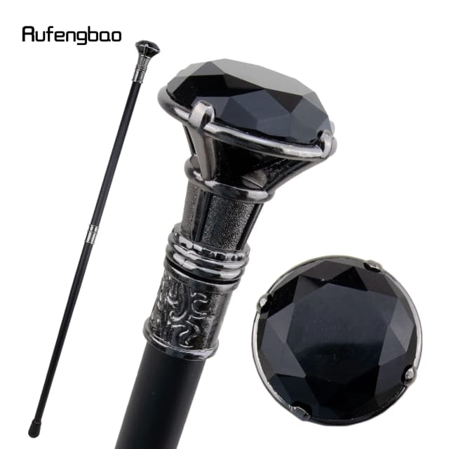 Bastón para caminar plateado tipo diamante negro, bastón decorativo a la moda para caballero, bastón elegante para Cosplay, bastón con perilla de 93cm