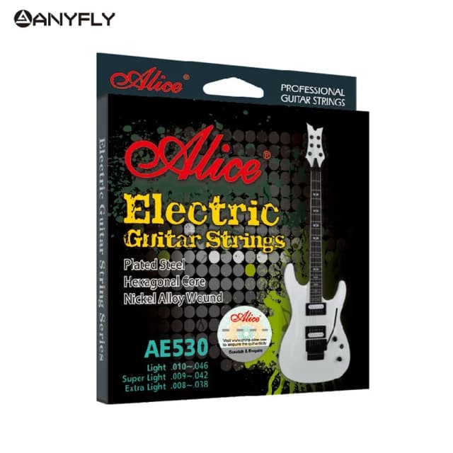 Cuerdas de guitarra eléctrica ALICE AE530 originales, 1a-6a luz, súper ligeras, aleación de níquel Extra ligera, juego completo de núcleo Hexagonal