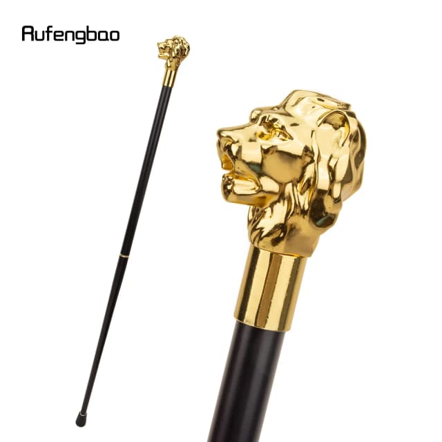 Bastón dorado de lujo con mango de cabeza de león, bastón decorativo a la moda para fiesta, bastón elegante con perilla para caminar, 93cm
