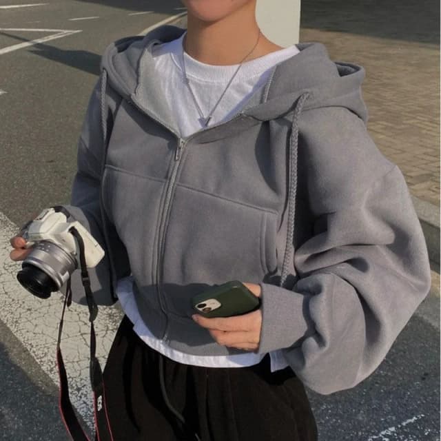 Otoño Invierno sudaderas con capucha mujeres Casual Streetwear sudaderas con cremallera chaquetas de manga larga Harajuku Y2K Crop Tops camisa con capucha