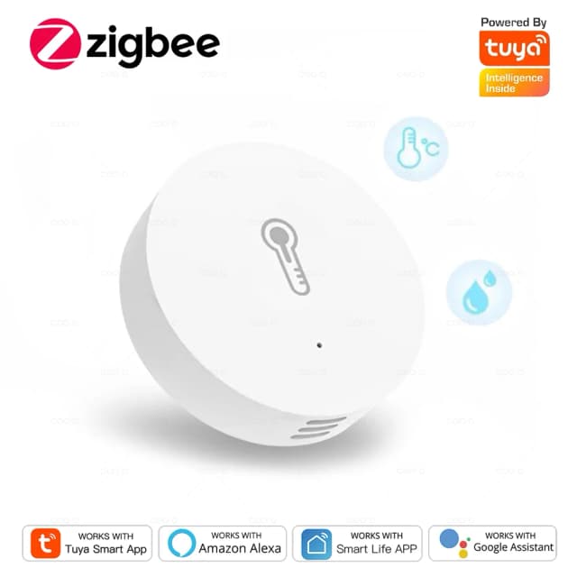 Tuya-Sensor inteligente Zigbee de temperatura y humedad, Control por aplicación, termómetro interior, Monitor, automatización del hogar, funciona con Alexa y Google