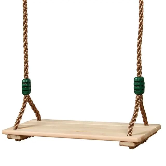 Columpio de madera anticorrosión de alta calidad de cuatro tableros pulido columpio de madera Pastoral interior al aire libre para adultos y niños # W0