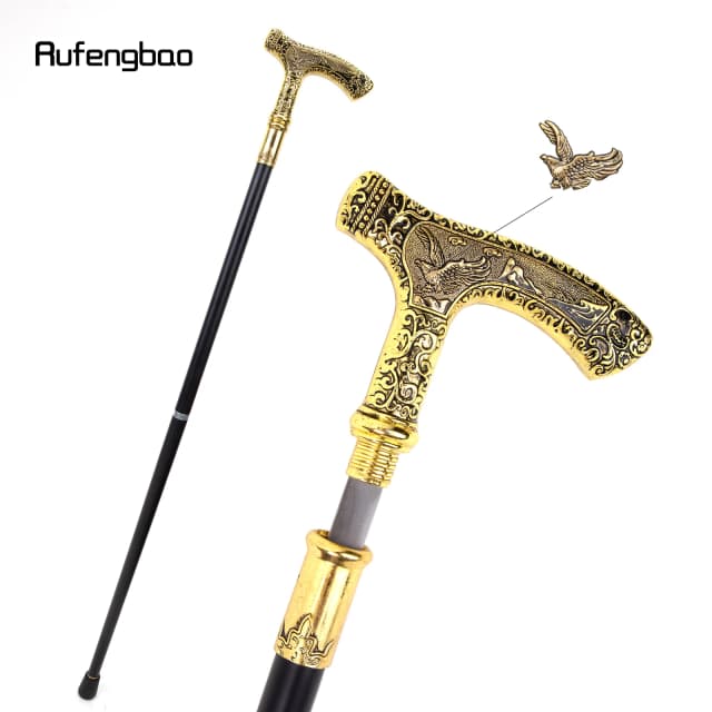 Bastón con mango de águila de lujo dorado, con placa oculta, de autodefensa, a la moda, para Cosplay, 90cm