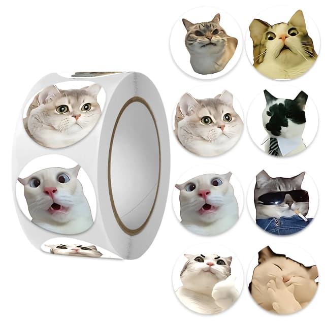 100 uds/500 Uds pegatinas de gato Meme de dibujos animados para pegatinas de recompensa escolar decoración de aula pegatina de estímulo para estudiantes y profesores