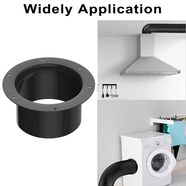 Conector de brida de pared ABS para tubería de ventilación, conexión de conducto de aire redondo, 100mm, 125mm, 150mm, accesorios negros para el hogar, 1 ud.