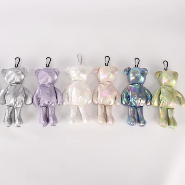 Bolsa de compras de color brillante, bolsa impermeable de algodón con oso, reutilizable