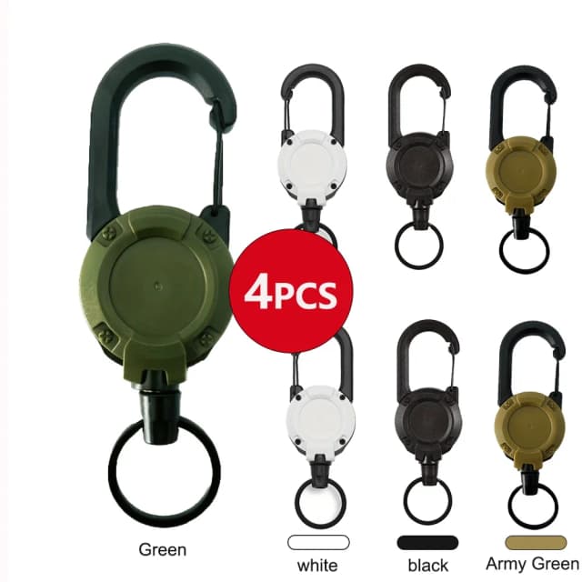 1/2/4 Uds soportes retráctiles extensibles llavero carretes de insignia Clip resistente con mosquetón llavero para hombres bolsas al aire libre