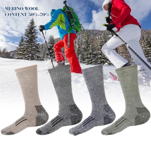1/2/3 pares de calcetines de lana merina para hombre Otoño Invierno calcetines térmicos gruesos montañismo transpirable calcetines para deportes al aire libre grandes