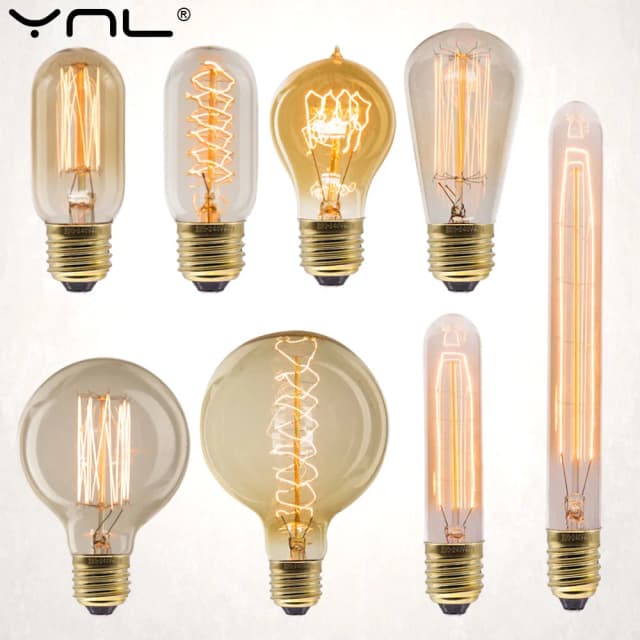 Bombilla Edison Retro E27 220V 40W ST64 G80 G95 G125 ampolla bombilla Edison Vintage lámpara incandescente decoración del hogar bombilla de filamento