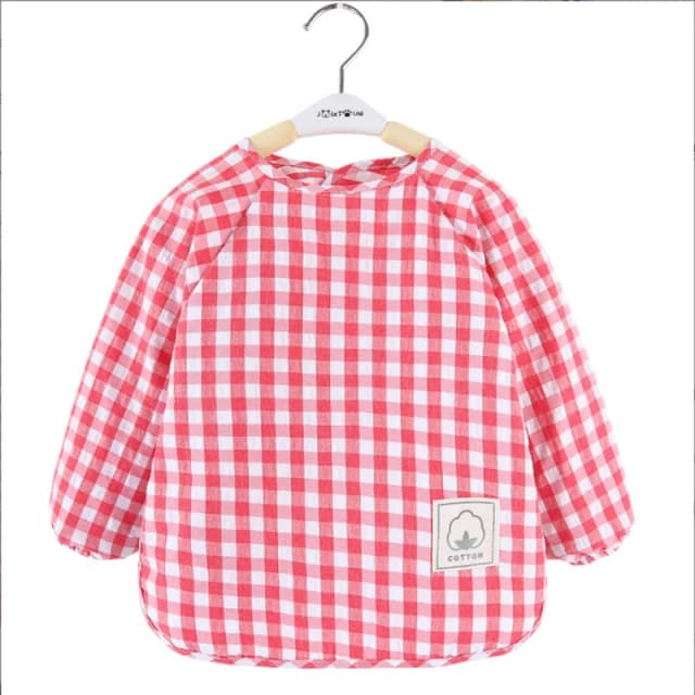 Monos de comida para bebé de verano, ropa impermeable, Baberos para niños y niñas, ropa para niños, delantal sin lavado, Baberos sin mangas a cuadros de algodón