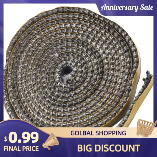 Cuerda plana negra para estufa, puerta de chimenea de vidrio autoadhesiva, tira de sellado Tuyere para chimenea, cable de junta de repuesto de 2m x 10mm/15mm