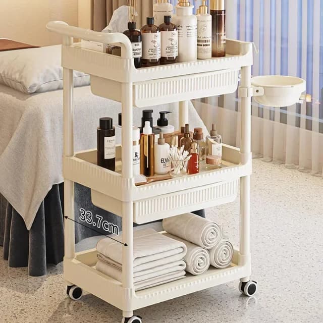 Carro de muebles de salón, mesa auxiliar de Spa con ruedas, carrito de cosméticos, organizador portátil de esteticista, carro móvil