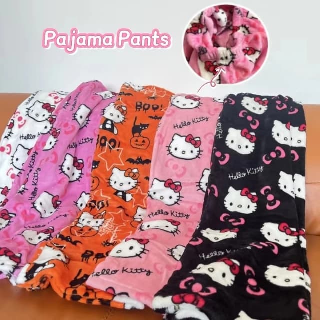 Pijamas Y2K de Hello Kitty, pijamas de anime para mujer, moda de dibujos animados, ropa de dormir para el hogar, pantalones, ropa de ocio para el hogar, pantalones de invierno