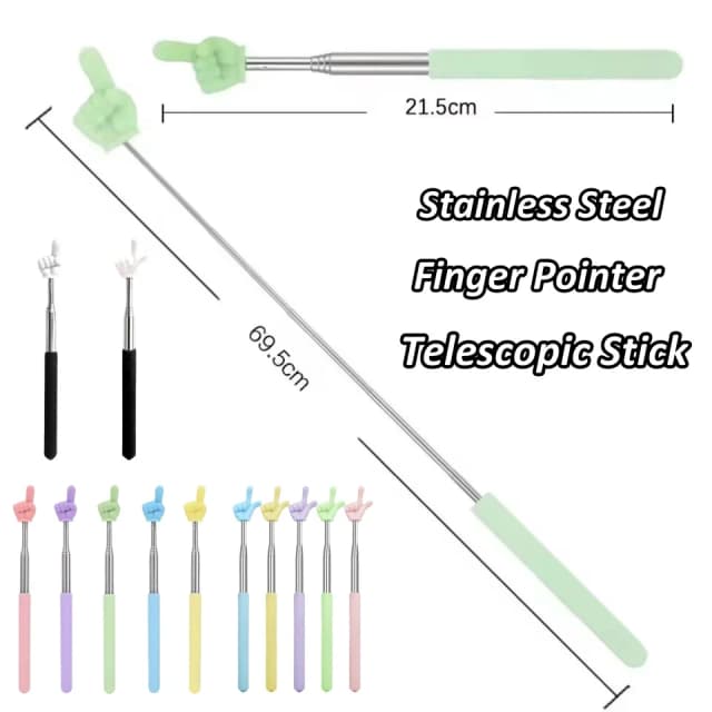 Puntero de dedo telescópico de acero inoxidable para aula, puntero de enseñanza, varilla telescópica, pizarra blanca para aula, palo de puntero