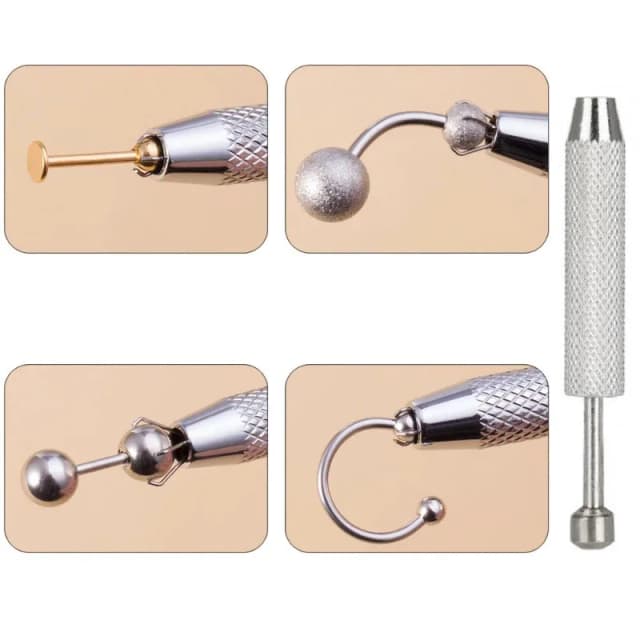 Soporte de cuentas de cuatro garras, herramienta de recogida, soporte de puntas de gemas de diamante, recogedor de pinzas, herramienta de pluma de aspersión para Piercing corporal, 1 ud.
