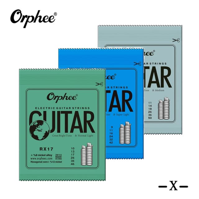 Orphee Juego de cuerdas para guitarra eléctrica Serie RX Hexagonal Acero al carbono 6 cuerdas para accesorios de guitarra eléctrica Uso práctico