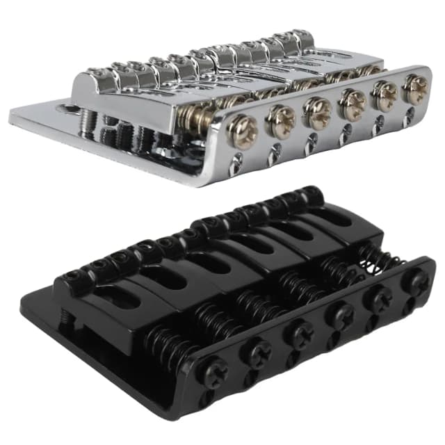 Puente de montura rígida fija de Metal de 6 cuerdas de 65MM, pieza trasera de guitarra de carga superior para accesorio de guitarra eléctrica, cromado y negro