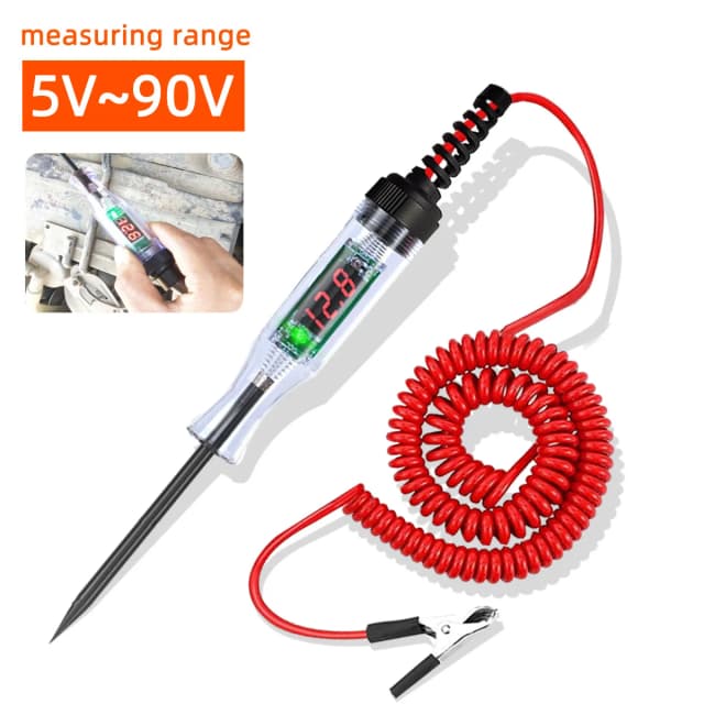 Pluma de prueba de circuito automotriz de 6V/12V/24V, pantalla de voltaje Digital LED, Detector de circuito de sonda larga, comprobación de circuito de vehículo telescópico