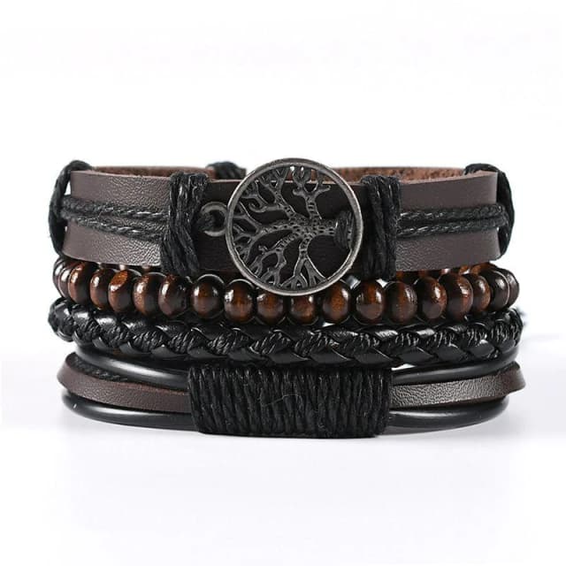 06 2024 Pulsera trenzada de cuero para hombre